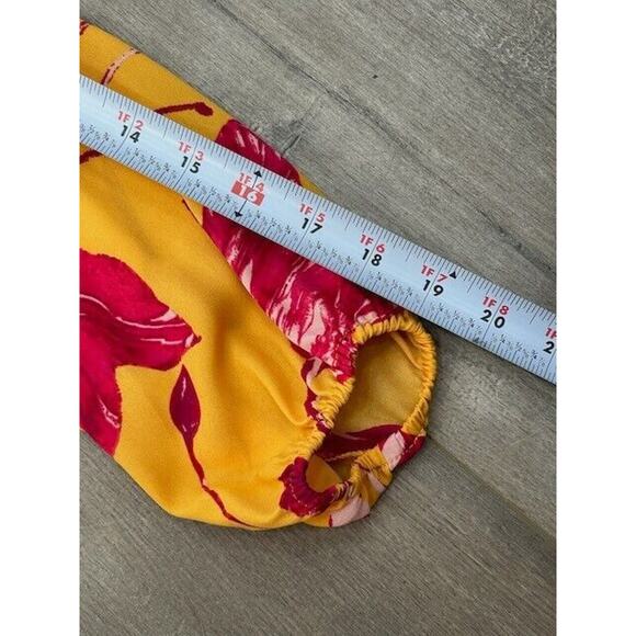 Color Me Courtney Eleanor Wrap Dress Tie Side 3/4 Sleeves V Neck Floral Yellow M - Picture 9 of 11